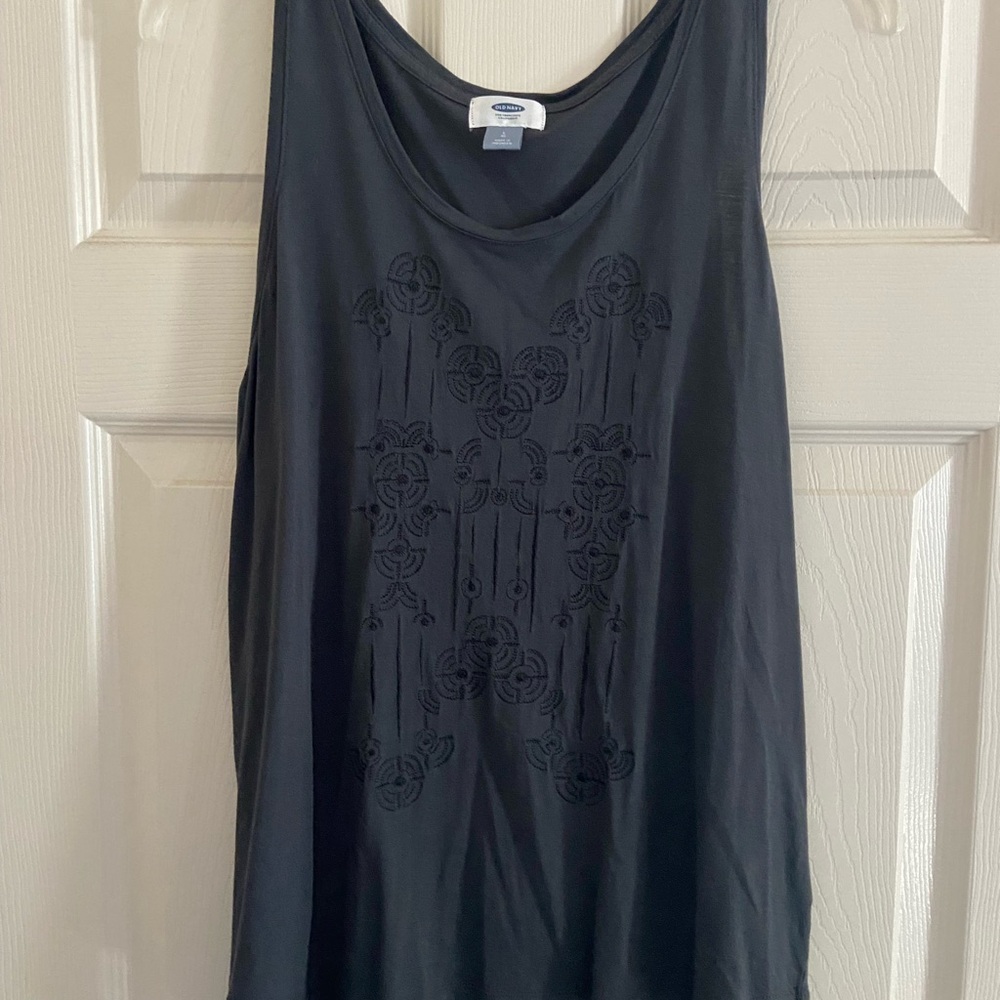 Old Navy Black Floral Tank Top